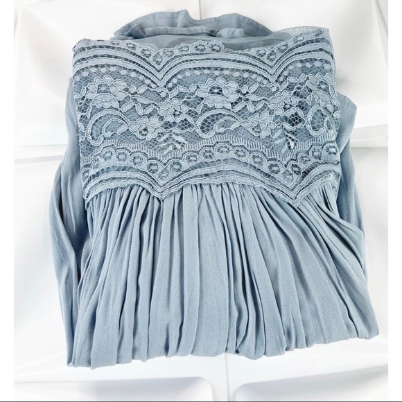 Altar'd State Sz S Blue Scalloped Lace Fit and Flare Mini Swing Dress Lined - Picture 10 of 11